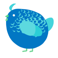 A sapphire and aqua chicken with a half-lace pattern