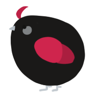 A sable and crimson chicken