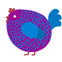 A plum and sapphire chicken with a lace pattern