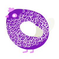 A violet and white chicken with a double-lace pattern