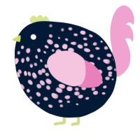 A tumblr and pink chicken with a speckle pattern