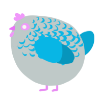 A silver and cerulean chicken with a half-lace pattern