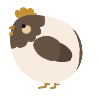 A cream and bark chicken with a head pattern