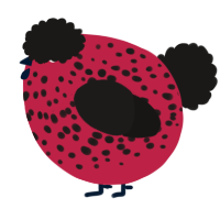 A crimson and sable chicken with a speckle pattern