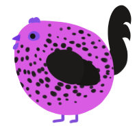 A orchid and sable chicken with a speckle pattern