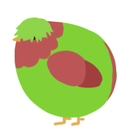 A grass and red chicken with a head pattern