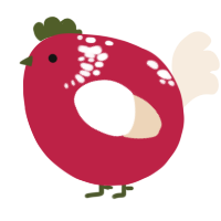 A crimson and cream chicken with a neck-speckle pattern