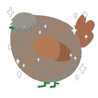 A ash and brown chicken with a lace pattern