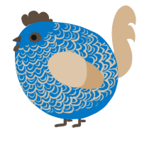 A sapphire and beige chicken with a double-lace pattern