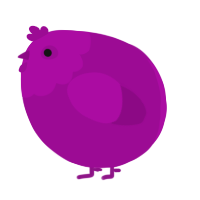 A plum chicken with a head pattern
