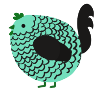 A mint and sable chicken with a lace pattern