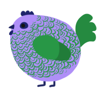 A lilac and viridian chicken with a double-lace pattern