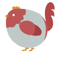 A silver and red chicken with a head pattern