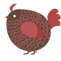 A bark and red chicken with a lace pattern