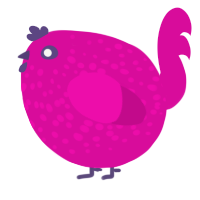 A fuchsia chicken with a speckle pattern