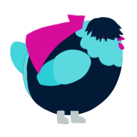 A tumblr and aqua chicken with a head pattern