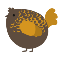 A bark and ochre chicken with a half-lace pattern