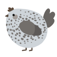 A mist and grey chicken with a speckle pattern