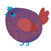 A overcast and red chicken with a double-lace pattern