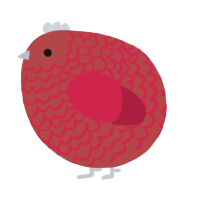 A red and crimson chicken with a lace pattern