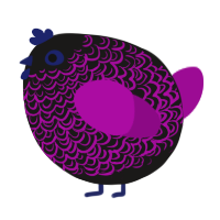 A sable and plum chicken with a double-lace pattern