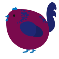 A wine and navy chicken with a neck-speckle pattern