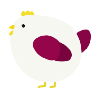 A white and maroon chicken