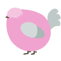 A pink and silver chicken
