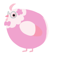 A pink and rose chicken with a head pattern