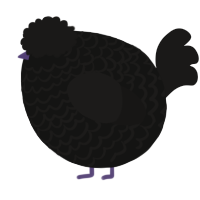 A black and sable chicken with a lace pattern
