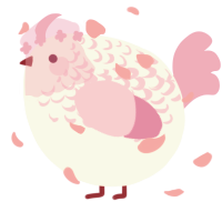 A white and pink chicken with a half-lace pattern