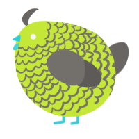 A lime and grey chicken with a lace pattern
