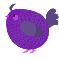 A violet and overcast chicken with a lace pattern