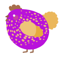 A amethyst and honey chicken with a speckle pattern