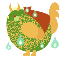 A leaf and gold chicken with a double-lace pattern