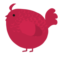 A crimson chicken with a half-lace pattern