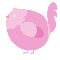 A pink chicken with a head pattern