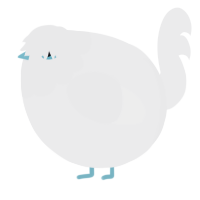 A black chicken with a head pattern