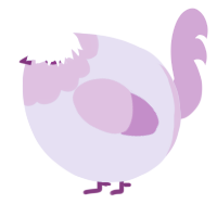 A lilac and orchid chicken with a head pattern