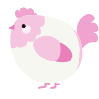 A white and pink chicken with a head pattern
