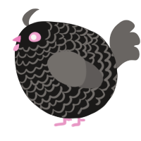 A sable and grey chicken with a lace pattern