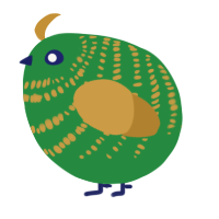A viridian and gold chicken with a bar pattern