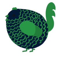 A tumblr and viridian chicken with a lace pattern