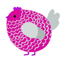 A fuchsia and silver chicken with a lace pattern