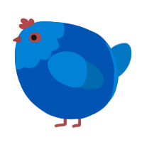 A ultramarine and sapphire chicken with a head pattern