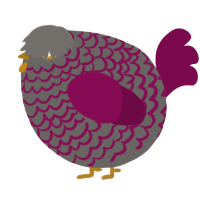 A grey and wine chicken with a lace pattern