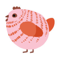 A rose and vermilion chicken with a bar pattern