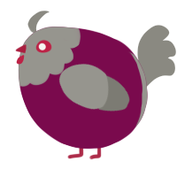 A wine and ash chicken with a head pattern
