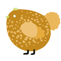 A ochre and honey chicken with a speckle pattern