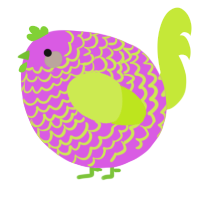 A orchid and lime chicken with a lace pattern
